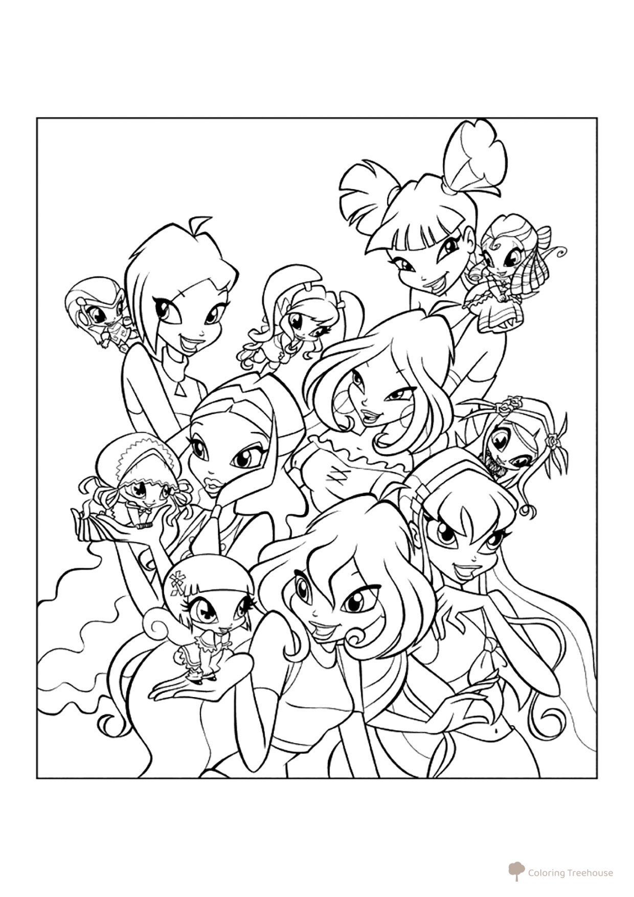 Página para colorear Club Winx y Pixies dibujo para colorear gratis de Páginas para colorear de Winx