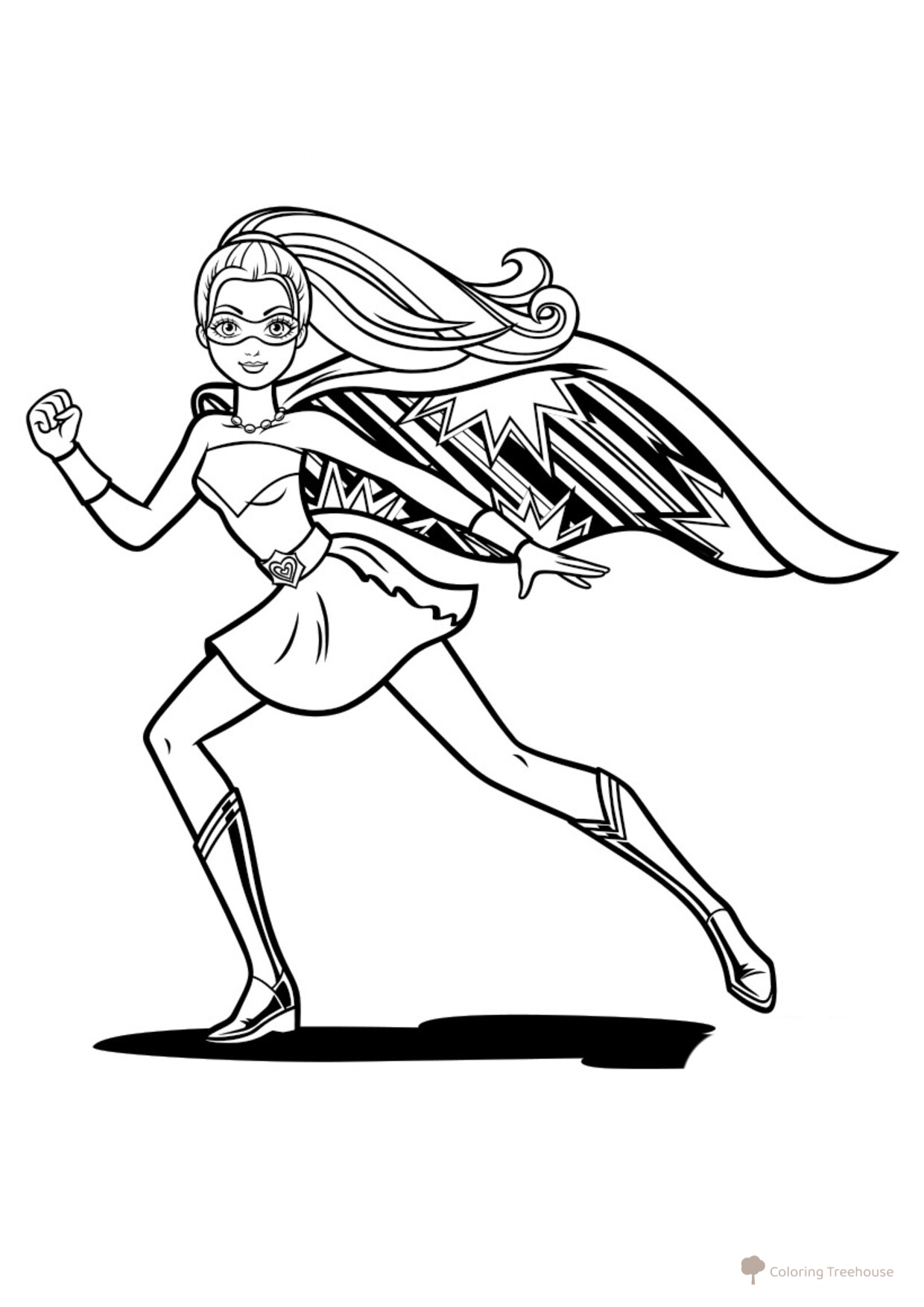 Kara — superheroína para colorear dibujo para colorear gratis de Páginas para colorear de «Barbie: Super Princesa» (Barbie in Princess Power)