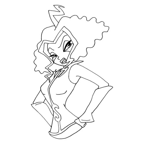 Página para colorear: Stormi siempre de mal humor dibujo para colorear gratis de Páginas para colorear de Winx