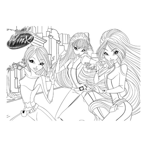 Página para colorear: Tekna, Stella y Flora espías dibujo para colorear gratis de Páginas para colorear de Winx