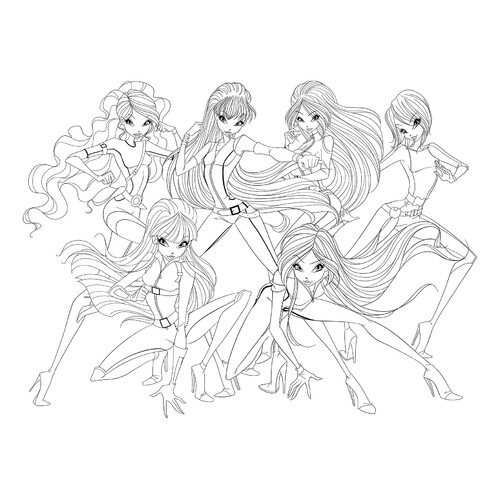 Póster para colorear: Winx espías dibujo para colorear gratis de Páginas para colorear de Winx