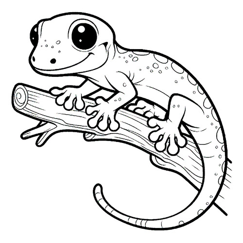Cute Lizard on a Branch Coloring Page free printable Lizard Coloring Pages coloring page