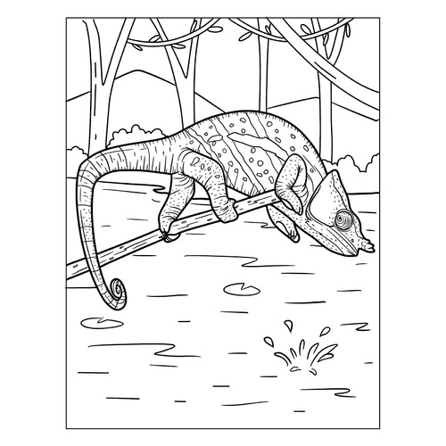 Cute Chameleon Coloring Page free printable Lizard Coloring Pages coloring page