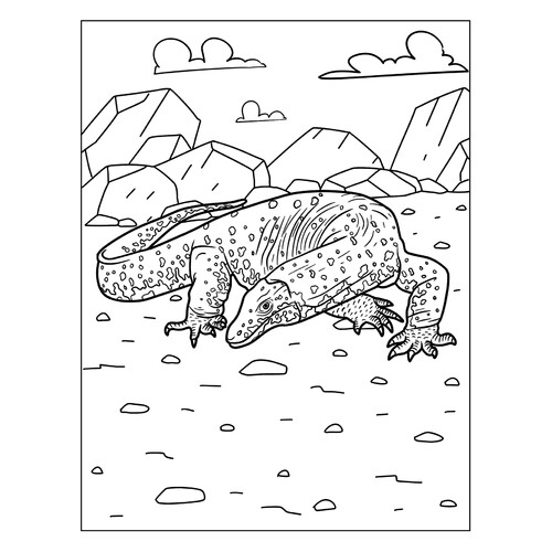 Realistic Asian Water Monitor Coloring Page free printable Lizard Coloring Pages coloring page