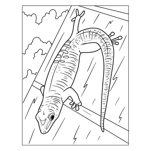 Gecko Lizard on a Tree Coloring Page free printable Lizard Coloring Pages coloring page