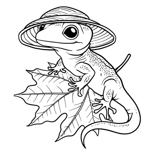 Lizard on a Leaf Coloring Page free printable Lizard Coloring Pages coloring page