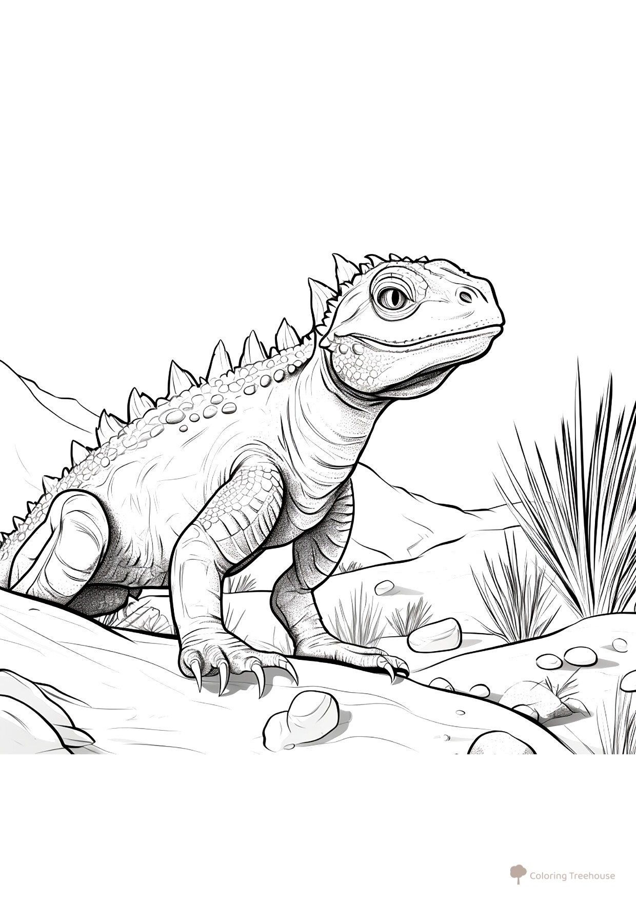 Página para colorear «Lagartija en el desierto» dibujo para colorear gratis de Páginas para colorear de lagartos