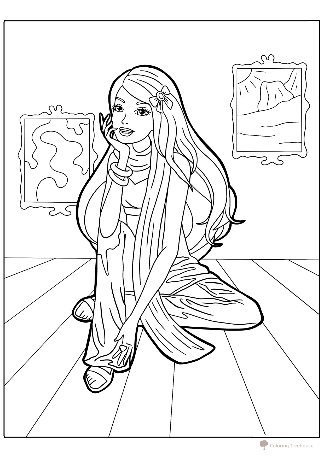 Barbie Artist Coloring Page free printable Barbie Coloring Pages for Girls coloring page