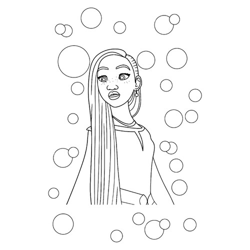 Asha y los deseos: página para colorear dibujo para colorear gratis de Páginas para colorear de 'Zavetnoe zhelanie' (Wish)