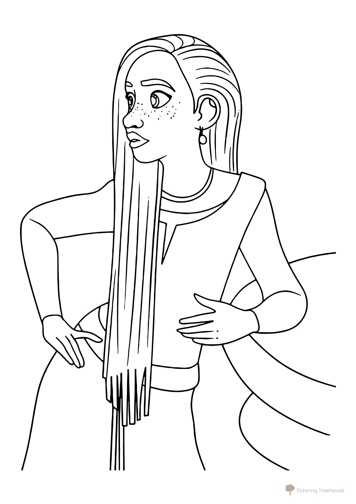 Asha Looks to the Side Coloring Page free printable Wish Coloring Pages coloring page