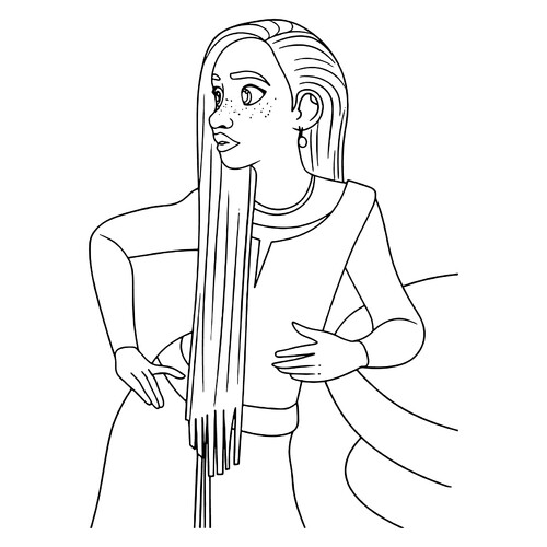 Asha Looks to the Side Coloring Page free printable Wish Coloring Pages coloring page