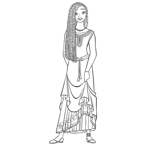 Asha Full-Length Coloring Page free printable Wish Coloring Pages coloring page