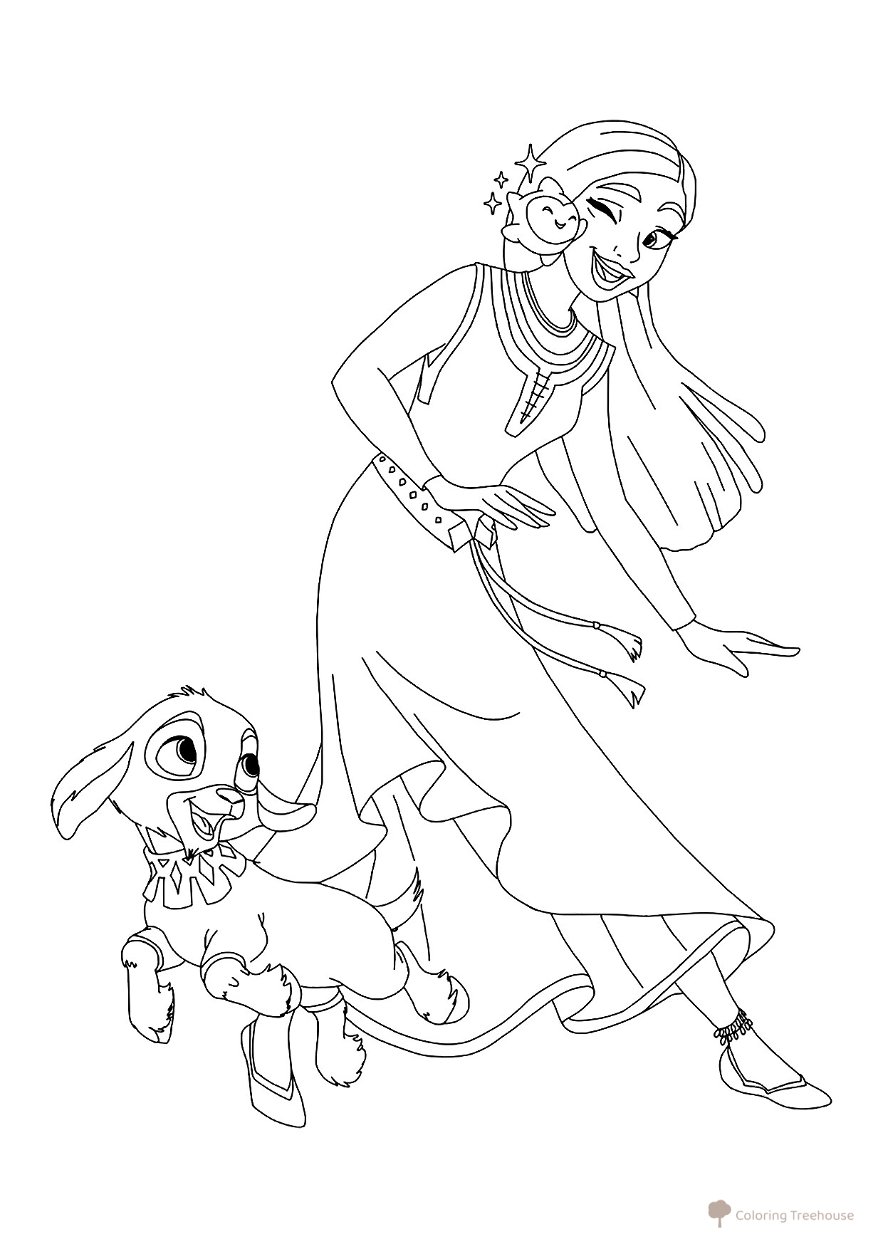 Coloring Page — Asha, Valentino, and Zvezda Having Fun free printable Wish Coloring Pages coloring page