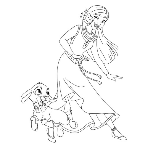 Coloring Page — Asha, Valentino, and Zvezda Having Fun free printable Wish Coloring Pages coloring page