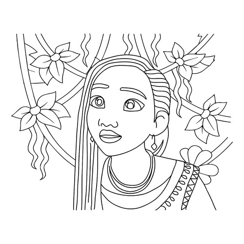 Curious Asha Coloring Page free printable Wish Coloring Pages coloring page