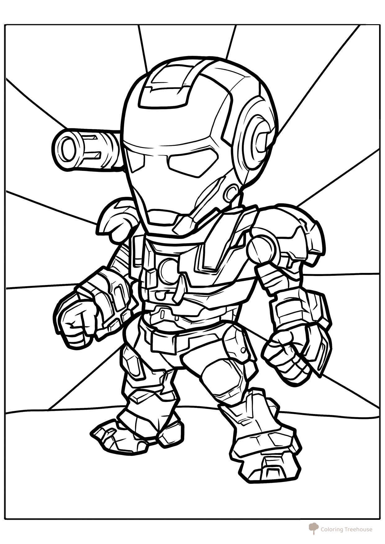 Libro para colorear: Pequeño Iron Man dibujo para colorear gratis de Páginas para colorear de Iron Man