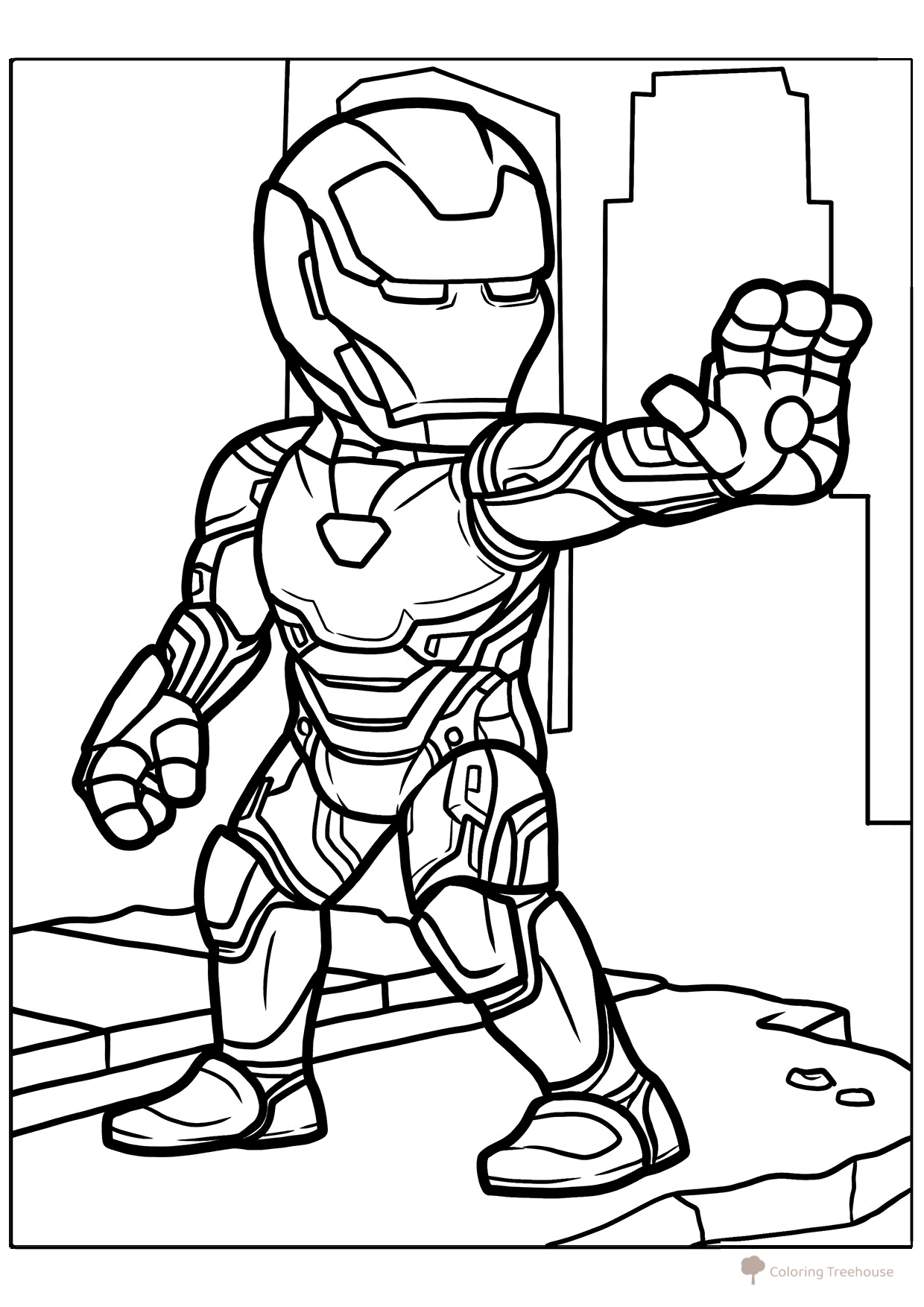 Página para colorear: Contorno sencillo de Iron Man dibujo para colorear gratis de Páginas para colorear de Iron Man