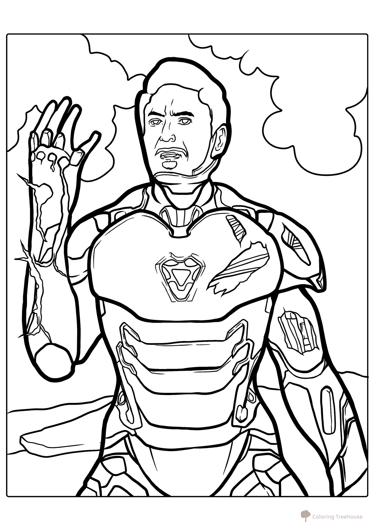 Tony Stark with Infinity Stones Coloring Page free printable Iron Man Coloring Pages coloring page