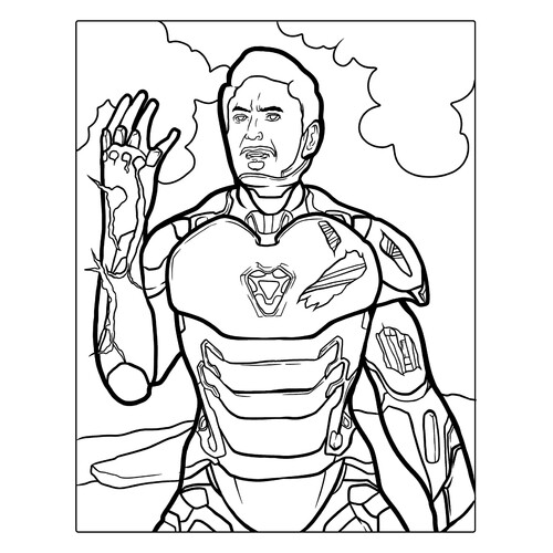 Tony Stark with Infinity Stones Coloring Page free printable Iron Man Coloring Pages coloring page