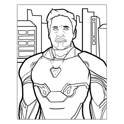 Tony Stark as Iron Man Coloring Page free printable Iron Man Coloring Pages coloring page