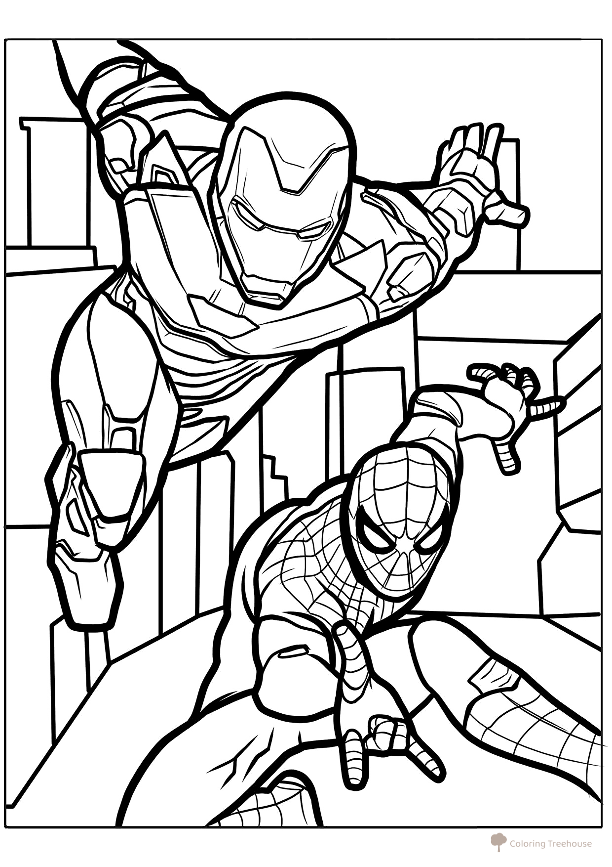 Iron Man and Spider-Man Coloring Page free printable Iron Man Coloring Pages coloring page