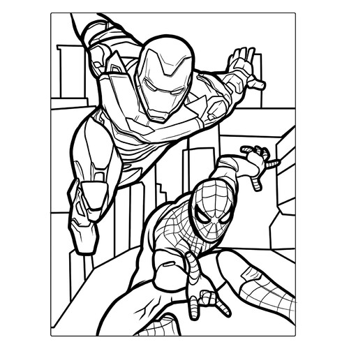 Iron Man and Spider-Man Coloring Page free printable Iron Man Coloring Pages coloring page