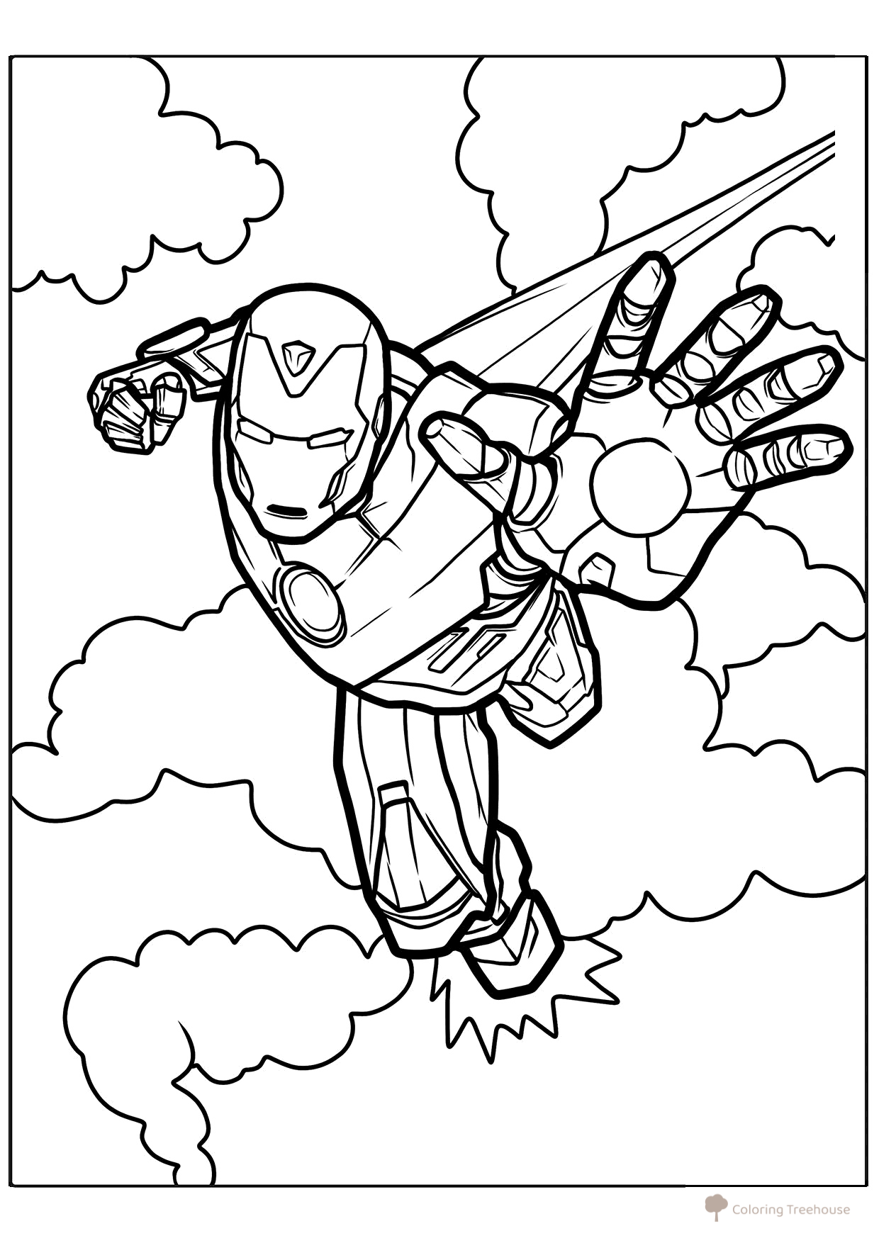 Página para colorear: Iron Man volando dibujo para colorear gratis de Páginas para colorear de Iron Man