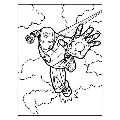 Página para colorear: Iron Man volando dibujo para colorear gratis de Páginas para colorear de Iron Man
