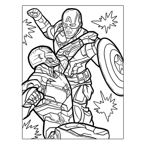 Iron Man vs Captain America Coloring Page free printable Iron Man Coloring Pages coloring page