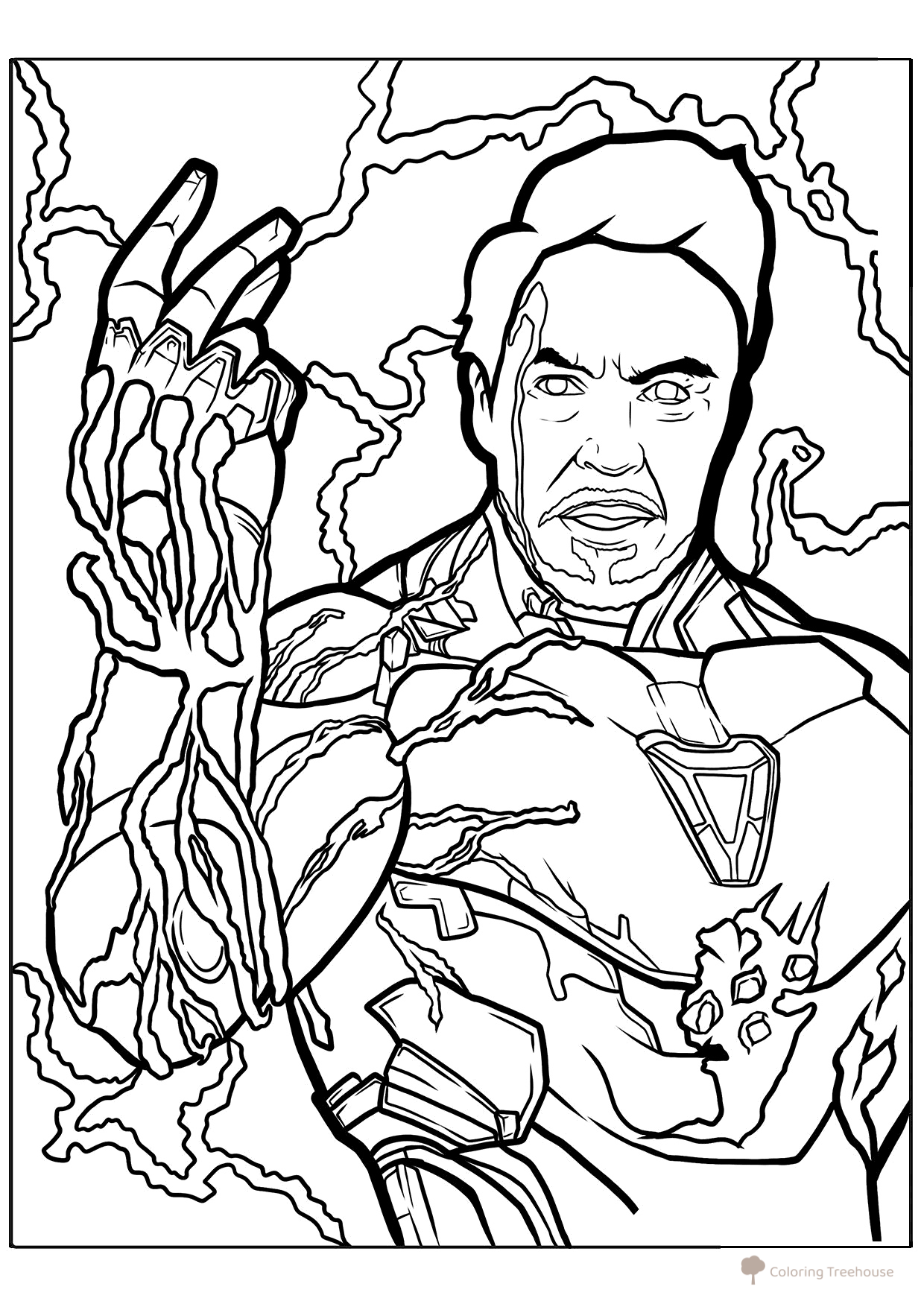 Página para colorear de Iron Man con las Gemas del Infinito dibujo para colorear gratis de Páginas para colorear de Iron Man