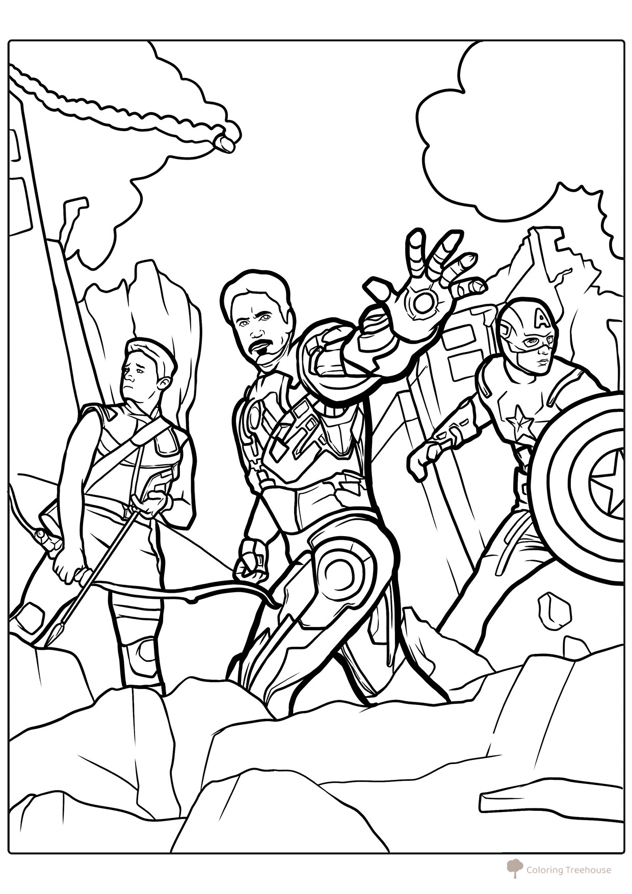 Página para colorear: Iron Man con Los Vengadores dibujo para colorear gratis de Páginas para colorear de Iron Man