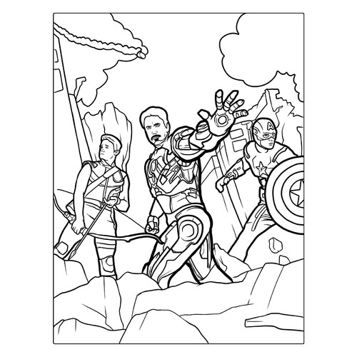 Iron Man and the Avengers Coloring Page free printable Iron Man Coloring Pages coloring page