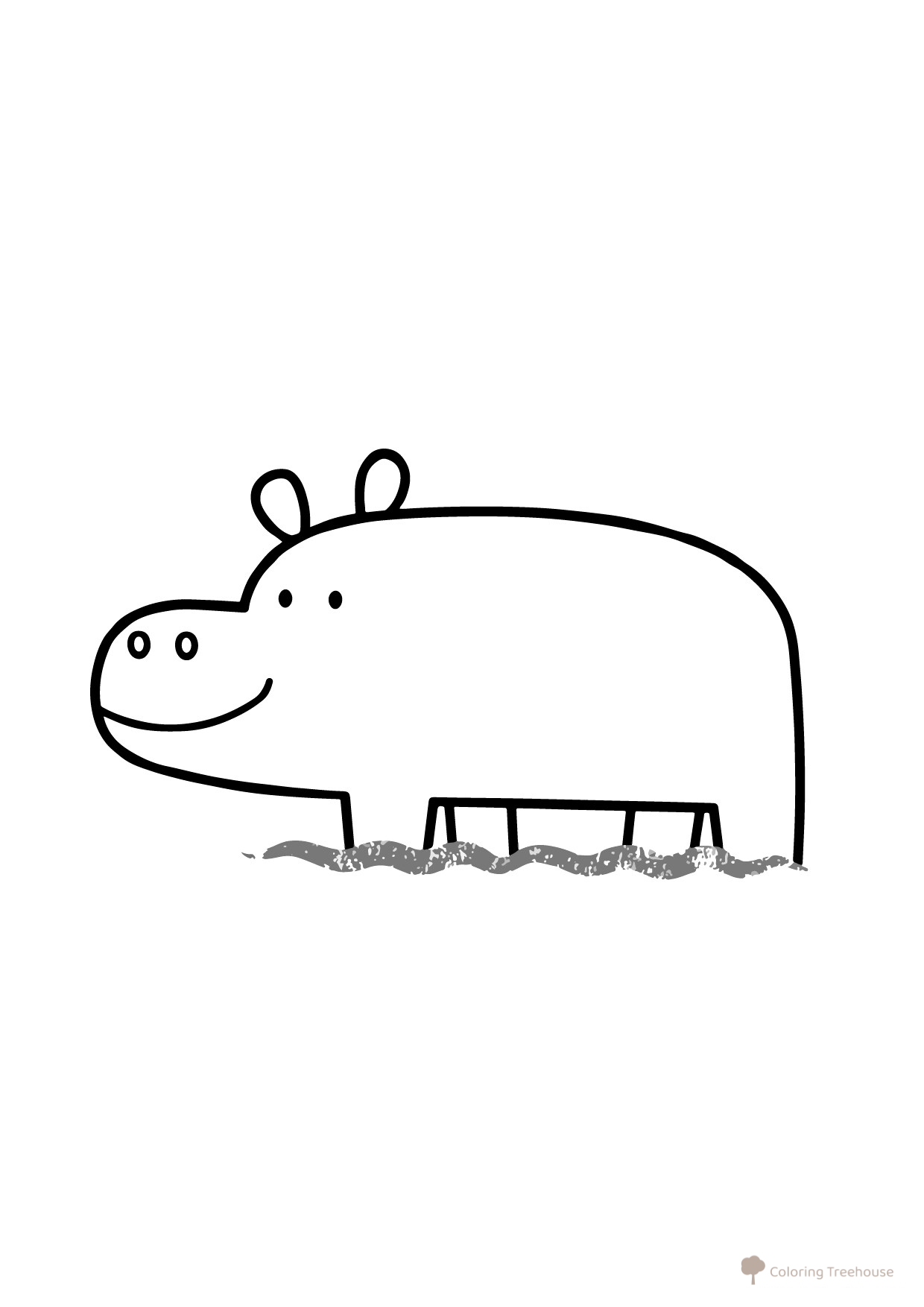 Hippo Coloring Page for Little Kids free printable Animals Coloring Pages for Toddlers coloring page