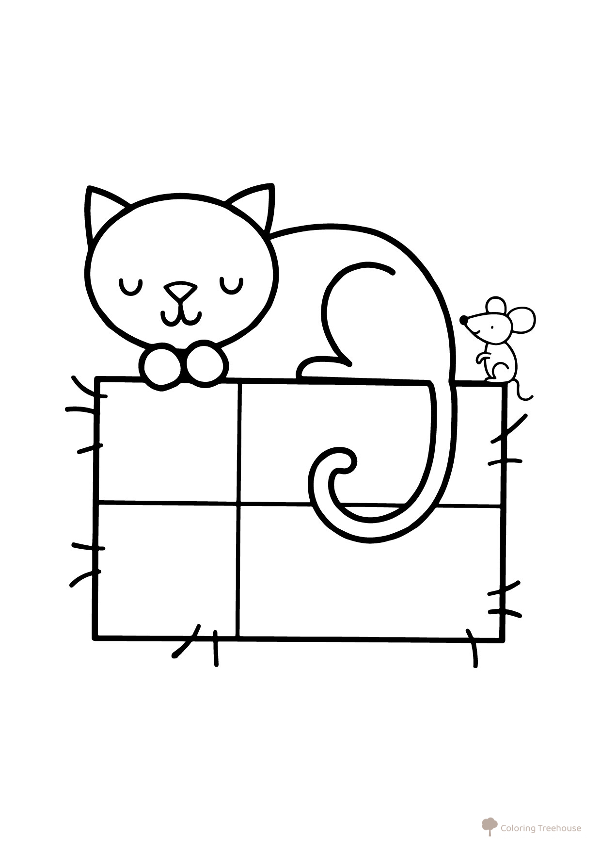 Cat and Mouse Coloring Page for Toddlers free printable Animals Coloring Pages for Toddlers coloring page