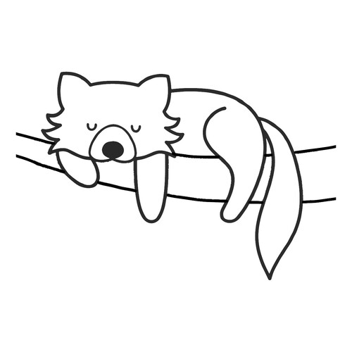 Libro para colorear: panda rojo durmiendo en el árbol dibujo para colorear gratis de Páginas para colorear de animales para niños pequeños