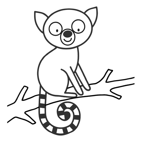 Lémur en el árbol - Página para colorear dibujo para colorear gratis de Páginas para colorear de animales para niños pequeños