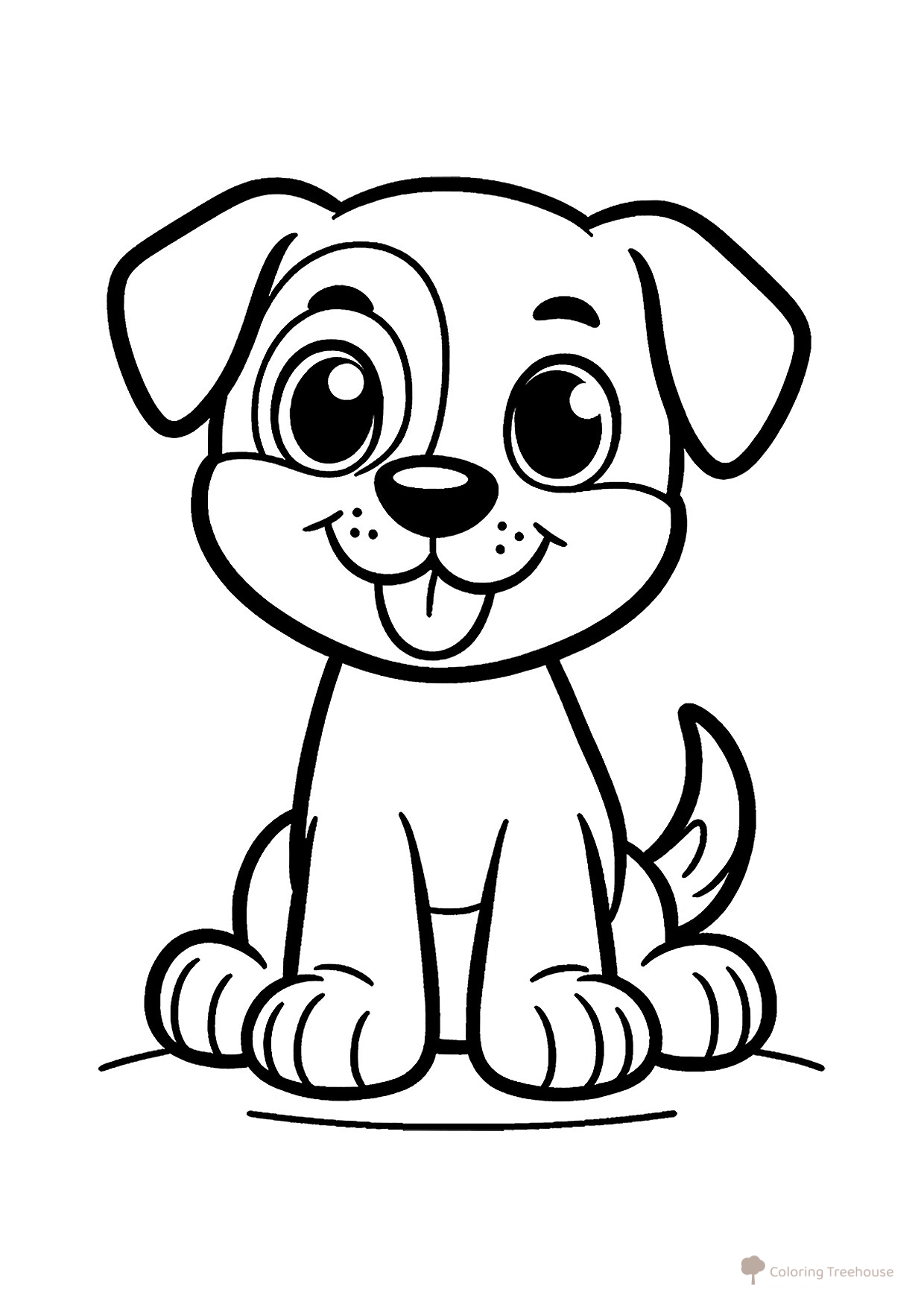Happy Puppy Coloring Page free printable Animals Coloring Pages for Toddlers coloring page