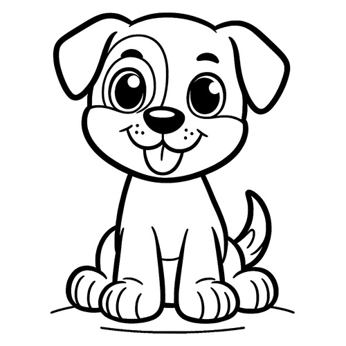Happy Puppy Coloring Page free printable Animals Coloring Pages for Toddlers coloring page
