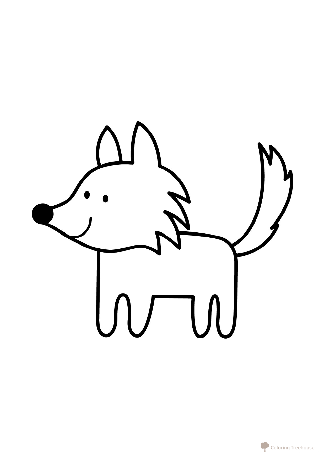 Página para colorear: Lobo para niños pequeños dibujo para colorear gratis de Páginas para colorear de animales para niños pequeños