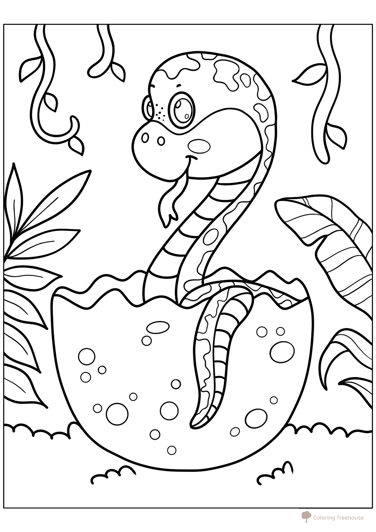 Página para colorear: Joven serpiente dibujo para colorear gratis de Páginas para colorear de serpientes