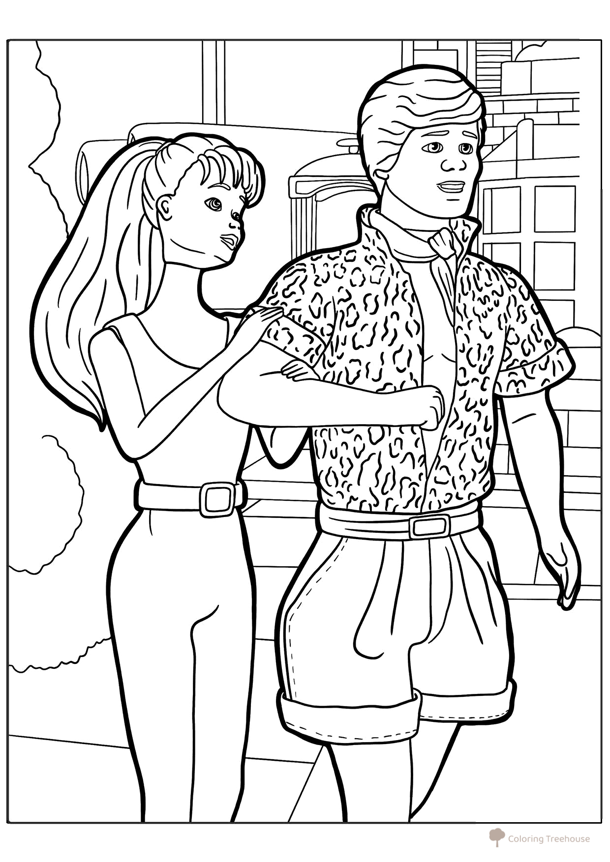 Página para colorear: Barbie y Ken de Toy Story dibujo para colorear gratis de Barbie Coloring Pages for Girls