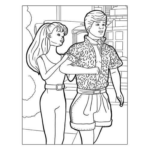 Página para colorear: Barbie y Ken de Toy Story dibujo para colorear gratis de Barbie Coloring Pages for Girls