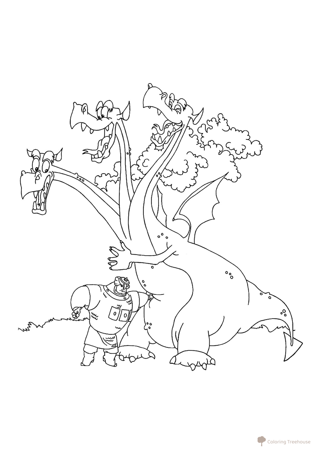 Zmey Gorynych and Dobrynya Nikitich Coloring Page free printable Snake Coloring Pages coloring page