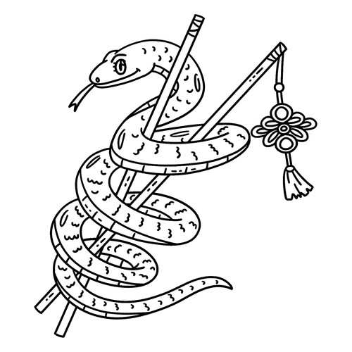 Snake with Chopsticks Coloring Page free printable Snake Coloring Pages coloring page