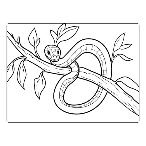 Snake on a Branch Coloring Page free printable Snake Coloring Pages coloring page