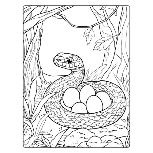 Snake Guarding Eggs Coloring Page free printable Snake Coloring Pages coloring page