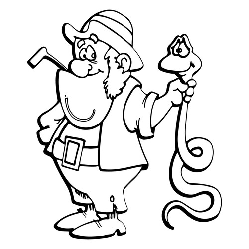 Snake Caught by a Hunter Coloring Page free printable Snake Coloring Pages coloring page