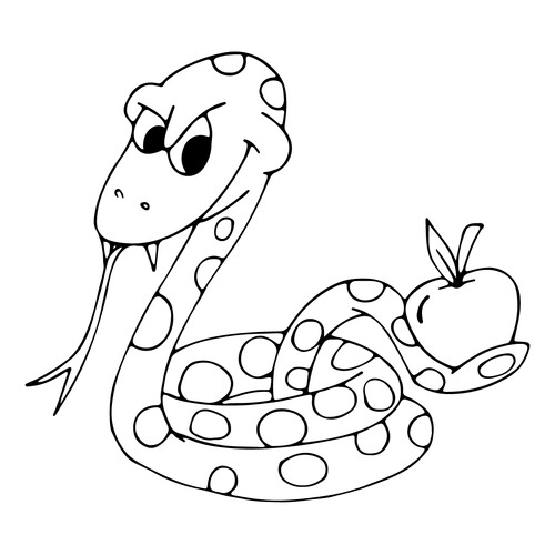 Snake with Apple Coloring Page free printable Snake Coloring Pages coloring page
