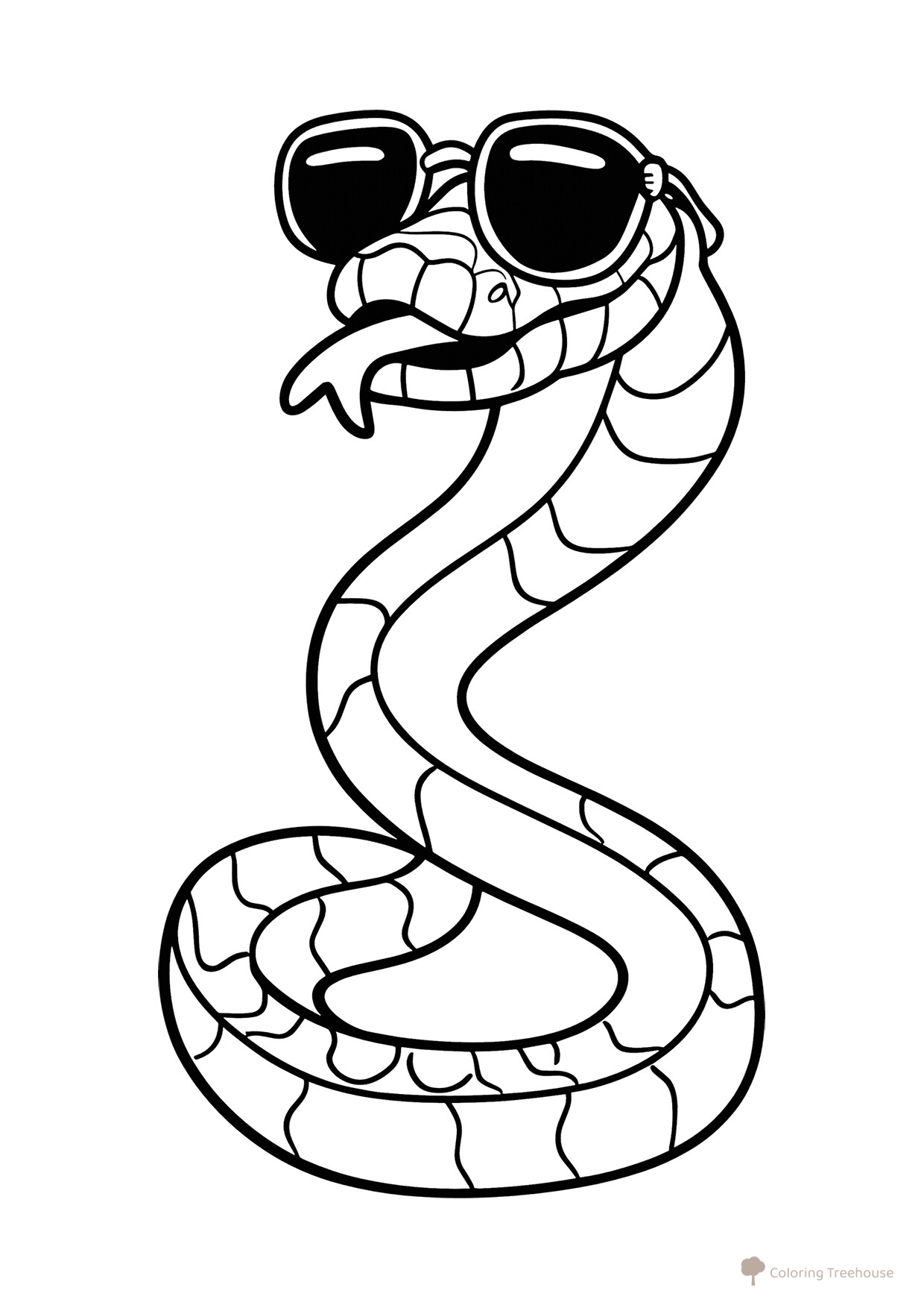 Snake Wearing Glasses Coloring Page free printable Snake Coloring Pages coloring page