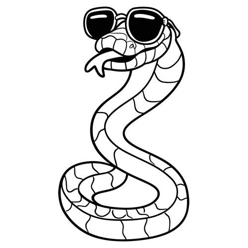 Snake Wearing Glasses Coloring Page free printable Snake Coloring Pages coloring page